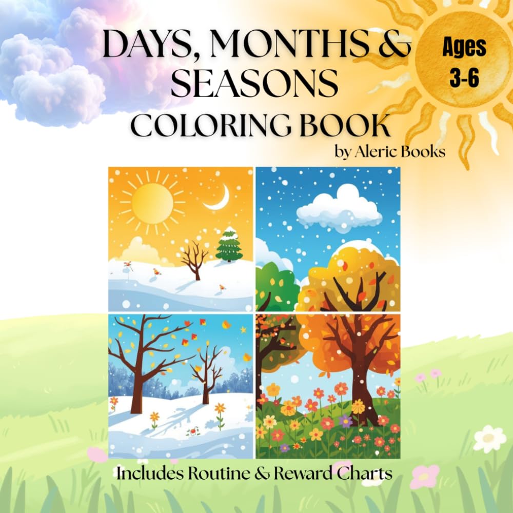 Days, Months and Seasons Coloring Book cover